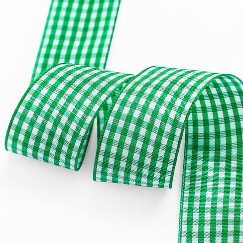 شريط VIVIQUEN Gingham Ribbon شريط مربعات بعرض 2.5 سم من قماش التفتا المنقوش بطول 25 ياردة حافة منسوجة من البوليستر بنسبة 100% (أزرق فاتح، 2.54 سم) in Kuwait