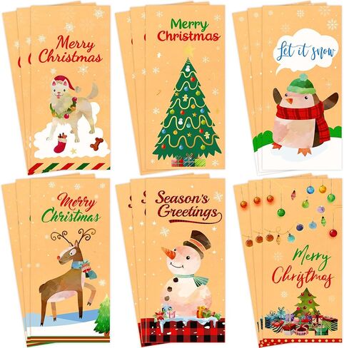 Fancy Land 18 Pcs Christmas Money Card Holders Kraft Merry Christmas Greeting Cards with Envelopes Blank Holiday Note Cards in Saudi Arabia