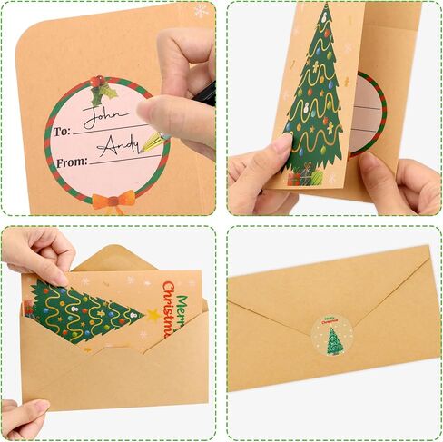 Fancy Land 18 Pcs Christmas Money Card Holders Kraft Merry Christmas Greeting Cards with Envelopes Blank Holiday Note Cards in Saudi Arabia