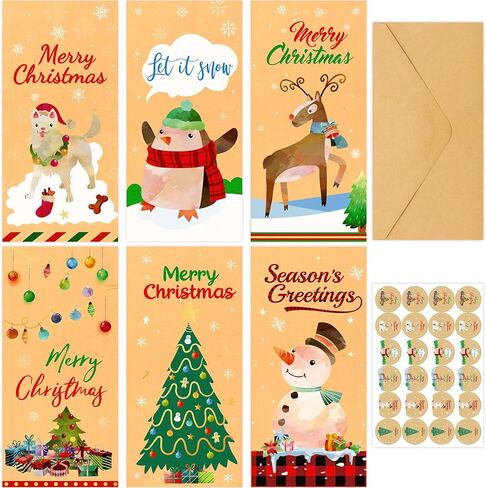 Fancy Land 18 Pcs Christmas Money Card Holders Kraft Merry Christmas Greeting Cards with Envelopes Blank Holiday Note Cards in Saudi Arabia