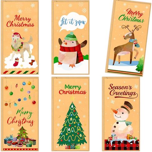 Fancy Land 18 Pcs Christmas Money Card Holders Kraft Merry Christmas Greeting Cards with Envelopes Blank Holiday Note Cards in Saudi Arabia