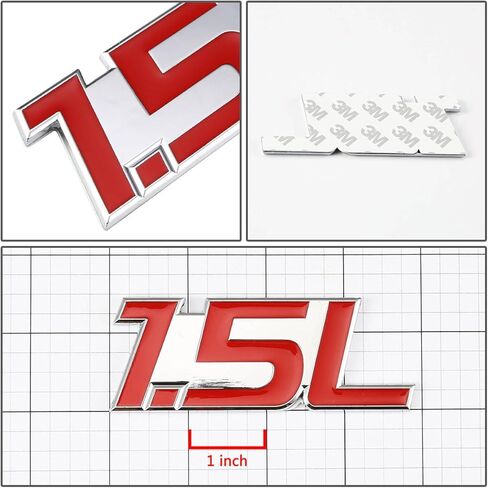 Auto Dynasty Metal Emblem Decal Logo Trim Badge 1.5L (Red Letter, Silver Background) in Saudi Arabia
