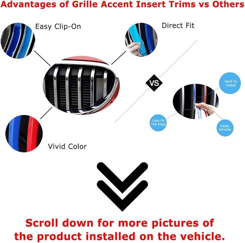 iJDMTOY Exact Fit 3pc Set Iconic Tri-Accent Grille Insert Trims Compatible with 2009-2015 E84 X1 Center Kidney Grilles (7 Beams) in Saudi Arabia