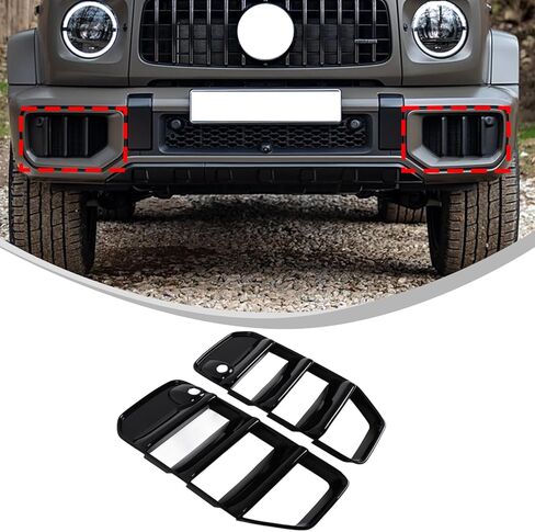 Front Bumper End Grille Cover Trim Compatible for Mer@cedes Benz G Class AMG Wagon Cross Country SUV G63 2025 2026 Front Bumper Side Air Intake Grille Trim Exterior Accessories (Glossy Black) in Saudi Arabia