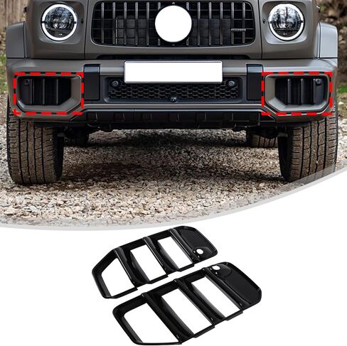 Front Bumper End Grille Cover Trim Compatible for Mer@cedes Benz G Class AMG Wagon Cross Country SUV G63 2025 2026 Front Bumper Side Air Intake Grille Trim Exterior Accessories (Glossy Black) in Saudi Arabia