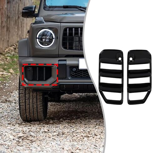 Front Bumper End Grille Cover Trim Compatible for Mer@cedes Benz G Class AMG Wagon Cross Country SUV G63 2025 2026 Front Bumper Side Air Intake Grille Trim Exterior Accessories (Glossy Black) in Saudi Arabia