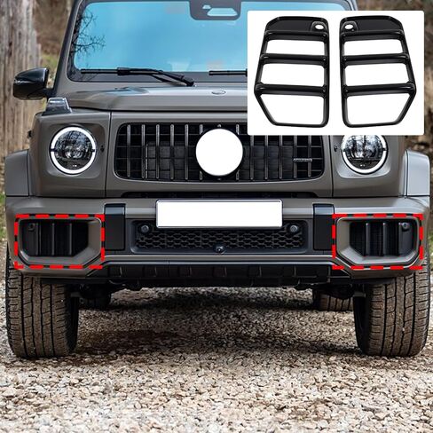 Front Bumper End Grille Cover Trim Compatible for Mer@cedes Benz G Class AMG Wagon Cross Country SUV G63 2025 2026 Front Bumper Side Air Intake Grille Trim Exterior Accessories (Glossy Black) in Saudi Arabia