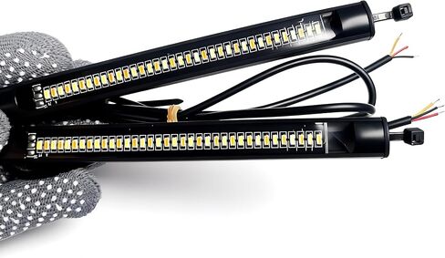 36-LED Motorcycle Flexible Light Bar - White & Amber Shockproof Turn Signals, Sequential Flowing Brake Light, Universal Mount in Saudi Arabia