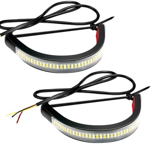 36-LED Motorcycle Flexible Light Bar - White & Amber Shockproof Turn Signals, Sequential Flowing Brake Light, Universal Mount in Saudi Arabia
