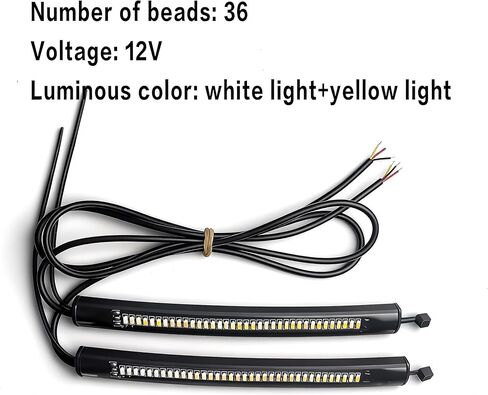 36-LED Motorcycle Flexible Light Bar - White & Amber Shockproof Turn Signals, Sequential Flowing Brake Light, Universal Mount in Saudi Arabia