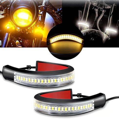 36-LED Motorcycle Flexible Light Bar - White & Amber Shockproof Turn Signals, Sequential Flowing Brake Light, Universal Mount in Saudi Arabia