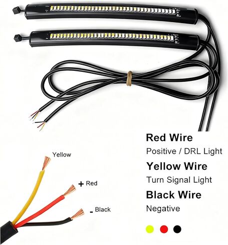 36-LED Motorcycle Flexible Light Bar - White & Amber Shockproof Turn Signals, Sequential Flowing Brake Light, Universal Mount in Saudi Arabia