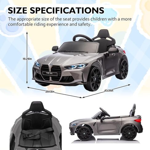 لعبة سيارة ركوب للأطفال 12 فولت مرخصة من BMW M4، سيارة كهربائية للأطفال مع جهاز تحكم عن بعد للوالدين، ثلاث سرعات قابلة للتعديل، USB، MP3، ضوء LED، سيارة ركوب للأعمار من 3 إلى 8 سنوات، بيضاء in Kuwait