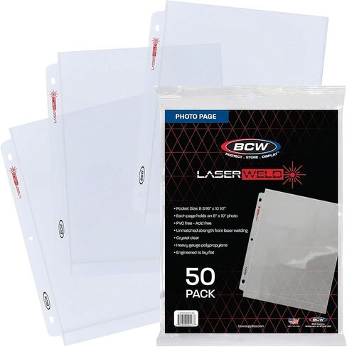 صفحات صور BCW LaserWeld 8x10 - صندوق عدد 100 | أغطية بلاستيكية للصور مقاس 8x10 | أغطية حماية للصور آمنة أرشيفية للمجلدات ذات الثلاث حلقات in Kuwait