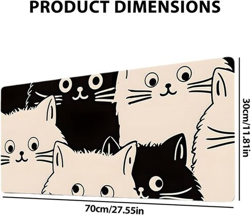 Cute Cat Pattern Mouse Pad 27.5x11.8 Inches - Non-Slip Rubber Base, Large Gaming & Office Mousepad, Soft Textile Surface for Computer, Laptop, PC - Kawaii Kitty Design in Saudi Arabia