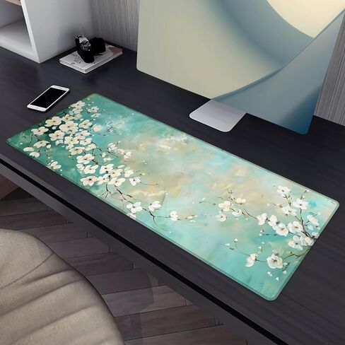 Floral Mouse Pad，Fresh Plant Flower Gaming Keyboard Mat，Laptop Computer Protector with Non-Slip Rubber Base，Large Extended MousePads Gifts for Desk Office Home，Deskmat Decor 31.5" x 11.8" in Saudi Arabia