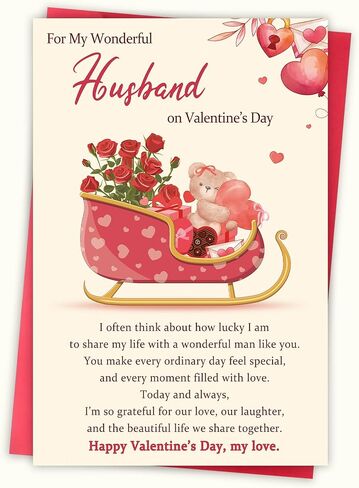 Valentines Card for Husband, Valentine's Day Gifts from Wife, Romantic Valentine's Day Card for Him Men in Saudi Arabia