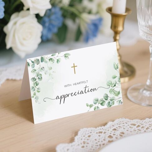 25 Pcs Funeral Thank You Cards with Envelopes, Bulk 4×6 Sympathy Card Watercolor Eucalyptus Leaves Bereavement Thank You Cards, Message Inside for Funeral Family Friends Loved Ones in Saudi Arabia