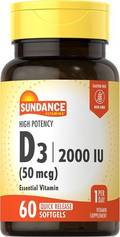 Sundance Vitamin D3 1000 IU | 300 Softgels | High Potency | Essential Vitamin Formula | Non-GMO and Gluten Free Supplement in Saudi Arabia