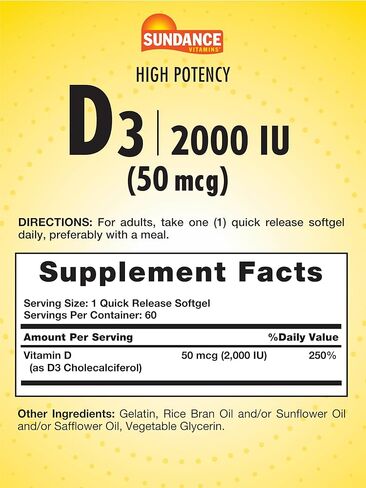Sundance Vitamin D3 1000 IU | 300 Softgels | High Potency | Essential Vitamin Formula | Non-GMO and Gluten Free Supplement in Saudi Arabia