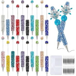 60 Pcs Rhinestone Beadable Pens Bulk Set – 20 Diamond Pens with Refills & Bags, Beaded Pen Kit for DIY Pen, School Projects, Office, Crafts, Ballpoint Making Supplies for Teachers & Teens (Colorful) in Saudi Arabia