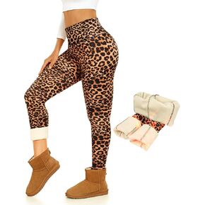 سراويل ضيقة حرارية سميكة مبطنة بالصوف - سراويل يوجا شتوية دافئة عالية الخصر للنساء سراويل الجري والتمرين in Kuwait