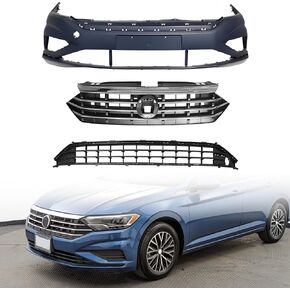 Front Bumper Cover & Upper Lower Grille Set, Compatible with 2019-2021 Volkswagen Jetta,Replace#VW1000239, VW1036147, and VW1200173 (3pcs) in Kuwait