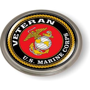 BestLicensePlateFrames - US Marine Corps Veteran, USMC 3D Domed CAR Emblem Badge Sticker Chrome Metal Bezel - Official U.S. Marine Corps Licensed Product in Kuwait