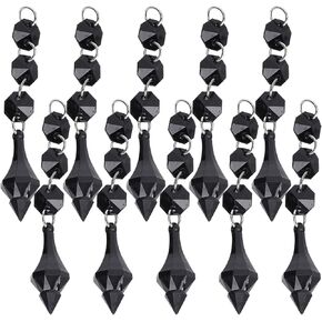 Buachois 10Pcs Clear Acrylic Crystal Ornament Beads Garland Chandelier Hanging Crystals for Wedding Party Celebration Christmas Tree Decor Black in Kuwait