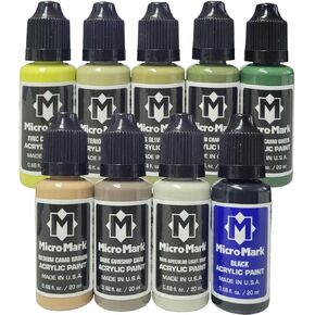 Micro-Mark USAF Ground Camo Acrylic Paint Set – 9 Colors, 0.68 fl. oz Bottles, 1950-Modern Military Vehicle Colors, Made in USA for Model Aircraft, Vehicles & Dioramas in Kuwait
