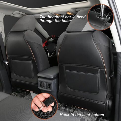 واقي المقعد الخلفي من CZCGYDY لسيارة Toyota RAV4 2019 2020 2021 2022 2023 2024 2025، واقي خلفي لمقعد السيارة من الجلد للأطفال مع جيب منظم، مقاوم للاهتراء، مقاوم للماء، مضاد للخدش، عبوتان in Kuwait