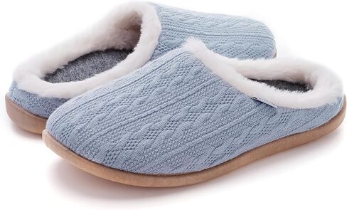 WHITIN Women Arch Support Fuzzy Knitted Slipper Warm Slip On House Shoes in Kuwait