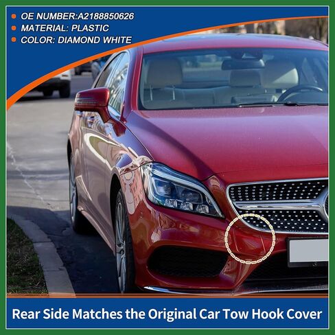 Motoforti Front Car Bumper Tow Hook Cover Tow Cover Cap Diamond White Fit for Mercedes-Benz CLS W218 CLS550 2015-2018 No.A2188850626 - Pack of 1 Long-lasting in Saudi Arabia