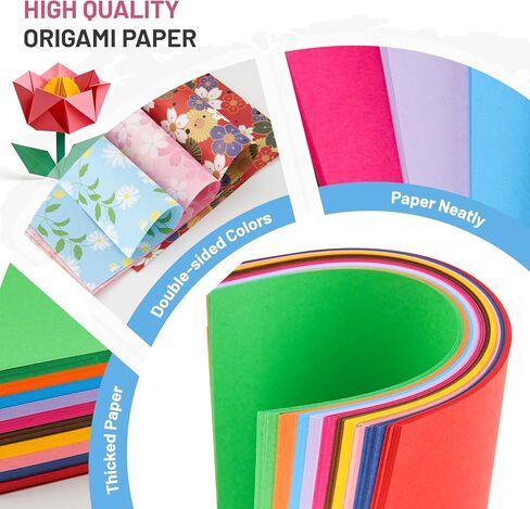 AluAbi Japanese Origami Paper Kit,100 Sheets Japanese Patterns & 400 Sheets Double Sided Color Origami Paper,DIY Arts Crafts Scrapbook Folding Paper Set for Kids Ages 5-8 8-12,Gift for Kids Boys Girls in Saudi Arabia