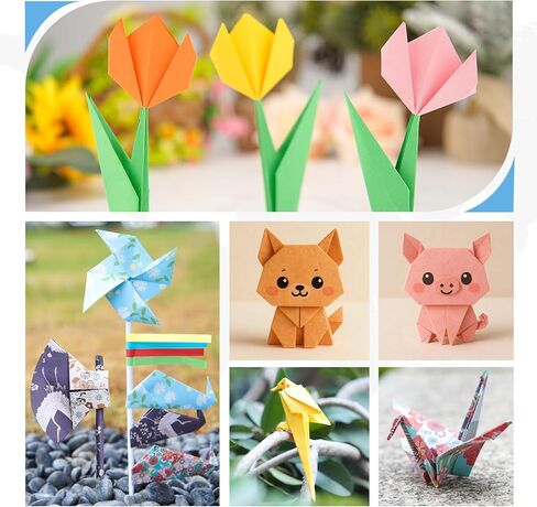 AluAbi Japanese Origami Paper Kit,100 Sheets Japanese Patterns & 400 Sheets Double Sided Color Origami Paper,DIY Arts Crafts Scrapbook Folding Paper Set for Kids Ages 5-8 8-12,Gift for Kids Boys Girls in Saudi Arabia