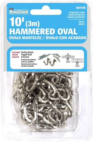 504065 1/8-inch x 3 ft. Lightweight Decorative Hammered Oval Chain with 45 lb. Safe Working Load, Black Finish, for Hanging Baskets, Planters, Light Fixtures, Chandeliers in Kuwait
