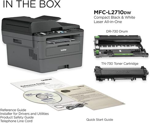 Brother MFC-L2710DW Wireless All-in-One Monochrome Laser Printer for Home Office, Black - Print Copy Scan Fax - 32 ppm, 2400 x 600 dpi, 50-Sheet ADF, Auto Duplex Printing, Two-line LCD, Tillsiy in Saudi Arabia