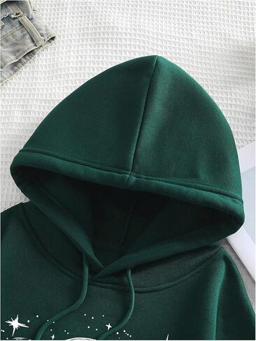 SHENHE Women's Drop Shoulder Moon Star Print Graphic Drawstring Hoodie Sweatshirt Pullover in Saudi Arabia