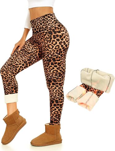 سراويل ضيقة حرارية سميكة مبطنة بالصوف - سراويل يوجا شتوية دافئة عالية الخصر للنساء سراويل الجري والتمرين in Kuwait