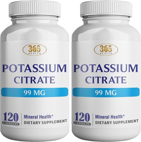 Health Potassium (Citrate) - Essential Electrolyte Supplement to Support Nerve & Muscle Function Heart Health & Energy* - Potassium Citrate Capsule - 120 Capsules in Saudi Arabia