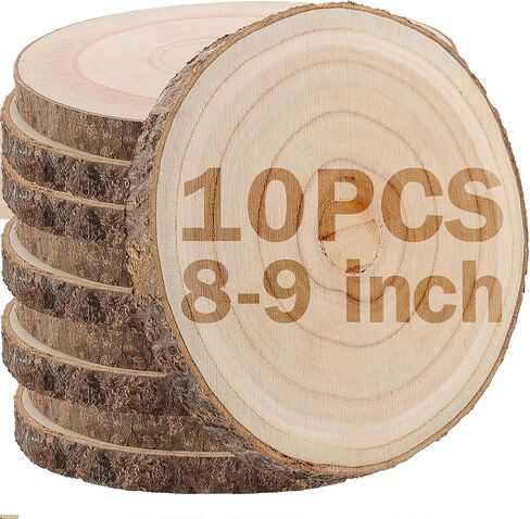 Wood Slices,Wood Slices for Centerpieces Table Decorations,Unfinished Rounds Wood for Crafts,Wood Slice for Rustic Wedding Decoration Projects, Natural Paulownia Wooden Slabs(10-11 inch 8 Pcs) in Saudi Arabia