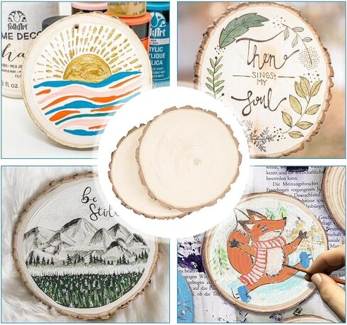 Wood Slices,Wood Slices for Centerpieces Table Decorations,Unfinished Rounds Wood for Crafts,Wood Slice for Rustic Wedding Decoration Projects, Natural Paulownia Wooden Slabs(10-11 inch 8 Pcs) in Saudi Arabia