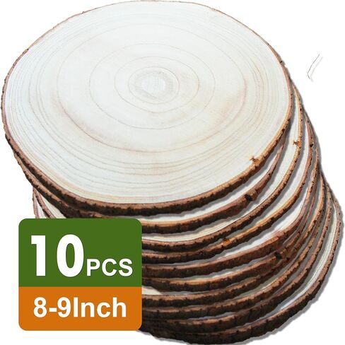 Wood Slices,Wood Slices for Centerpieces Table Decorations,Unfinished Rounds Wood for Crafts,Wood Slice for Rustic Wedding Decoration Projects, Natural Paulownia Wooden Slabs(10-11 inch 8 Pcs) in Saudi Arabia