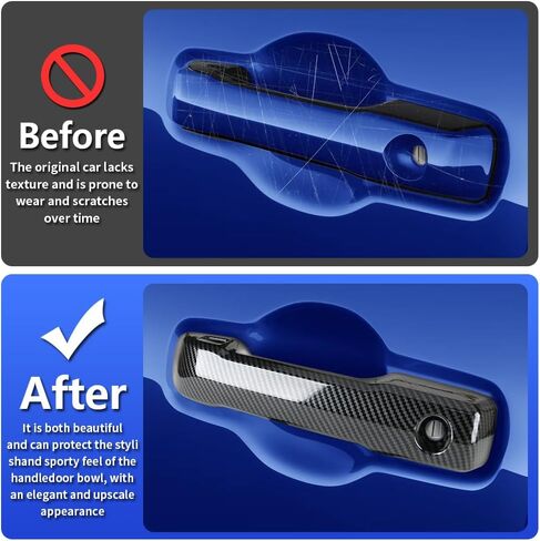 Car Chrome Carbon Fiber Style Door Handle Cover for Toyota Tacoma 2024 2025 and Toyota 4Runner 2025 Auto Exterior Decorations Accessories Side Pull Handles Anti Scratch Protection Trim Panel in Saudi Arabia