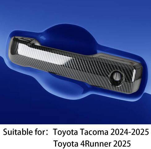 Car Chrome Carbon Fiber Style Door Handle Cover for Toyota Tacoma 2024 2025 and Toyota 4Runner 2025 Auto Exterior Decorations Accessories Side Pull Handles Anti Scratch Protection Trim Panel in Saudi Arabia