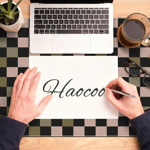 HAOCOO حصيرة مكتبية مربعة الشكل، وسادات ماوس غير قابلة للانزلاق للمكتب، حصيرة مكتب مقاومة للماء لسطح المكتب، وسادة مكتب جلدية ذات حافة مخيطة، لوحة مفاتيح ولوحة ماوس مقاس 35.4 بوصة × 15.7 بوصة، واقي مكتب غير قابل للانزلاق يعمل من المنزل in Kuwait