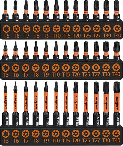 HORUSDY 15-Piece Impact Rated Security Torx Bit Set, S2 Alloy Steel, 1/4"Magnetic Extension, T5 - T40 Tamper Resistant Star Bits in Kuwait
