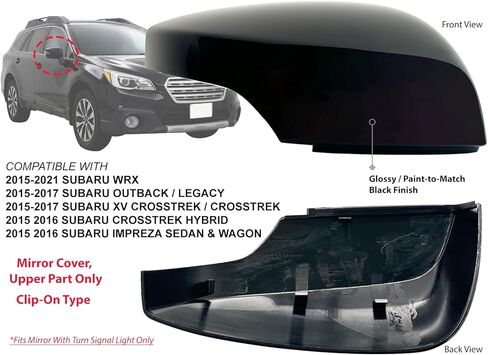 استبدال KAP لغطاء مرآة الرؤية الخلفية الخارجية مع نوع ضوء الإشارة يناسب 2015 - ON Outback Legacy Crosstrek WRX Impreza طلاء لامع ليتوافق مع الجانب الأيسر للسائق الأسود SU1326102 in Kuwait