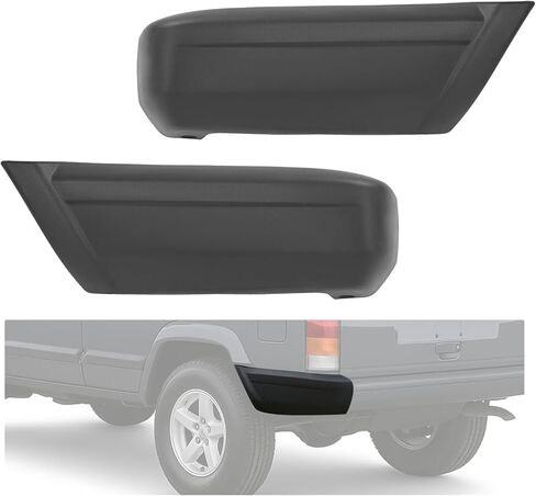 غطاء نهاية المصد الخلفي من KUAFU متوافق مع 1997-2001 Jeep Cherokee XJ استبدال لـ 5DY10DX9، 5DY11DX9 PP مجموعة غطاء زاوية المصد الخلفي الأسود المزخرف زوج in Saudi Arabia