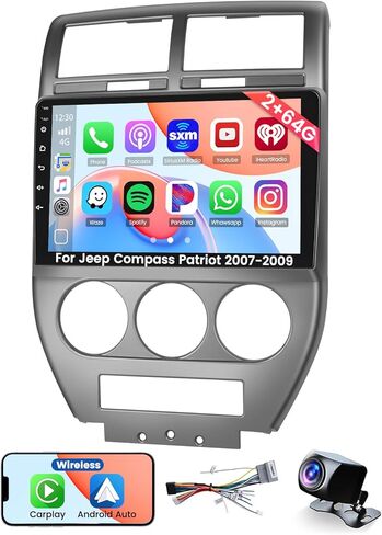 Roinvou [2G+32G] Android 13 Car Stereo for Jeep Compass Patriot 2007-2009 with Wireless Carplay Android Auto, 10.1" Touch Screen Car Radio Support GPS/WiFi/Bluetooth/26UI/Voice Control/SWC in Saudi Arabia